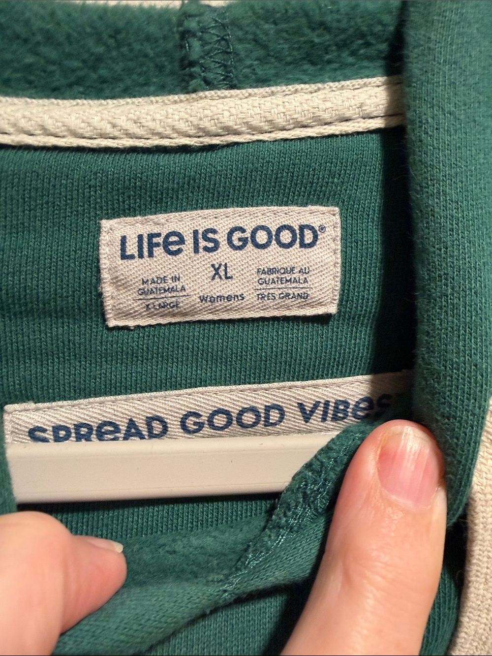 Life Is Good Women”s Forest Green Life is Good Hoodie with Multicolor Print - Picture 2 of 2